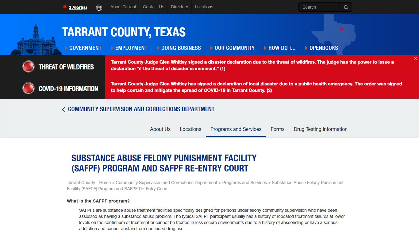 Substance Abuse Felony Punishment Facility (SAFPF) Program ...